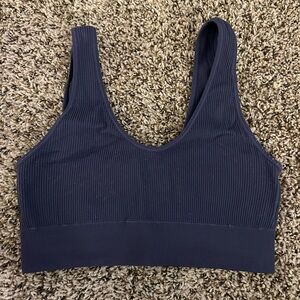 Aerie Deep Blue Ribbed Sports Bra